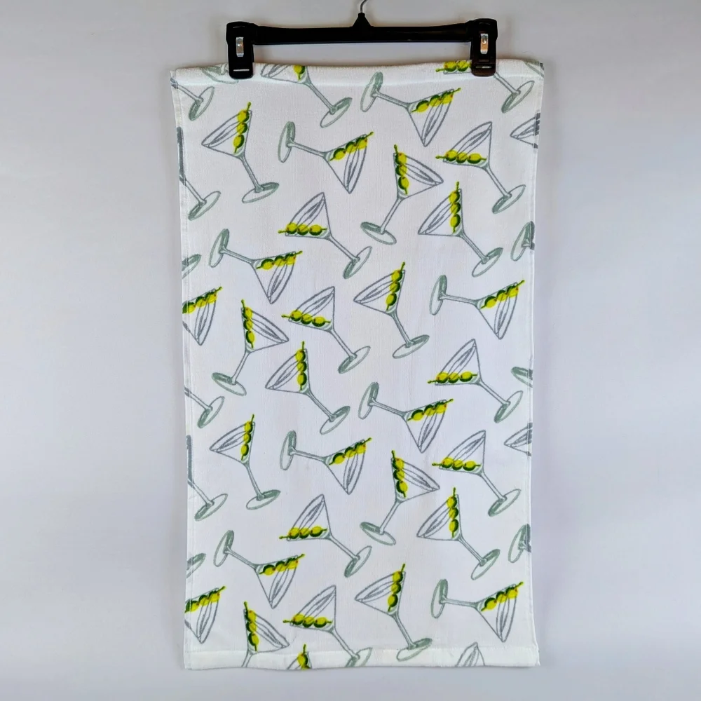 Martini Print Hand Towels Set Of Two Cotton Lyocell 16